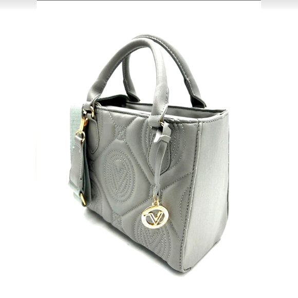 Valentino Brand New W/Tags - Light Grey Magnetic Top Closure Handle Bag W/Strap - Picture 2 of 5